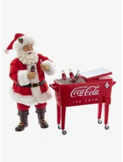 Boxlunch Kurt Adler Coke Santa With Table Cooler Figure