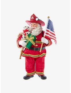 Boxlunch Kurt Adler Fabriche Fireman Santa With American Flag Figure