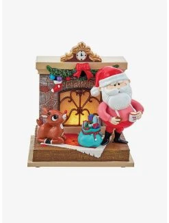 Boxlunch Kurt Adler Rudolph The Red-Nosed Reindeer And Santa Fireplace Figure