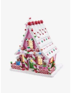 Boxlunch Kurt Adler Pink Candy LED Gingerbread House Figure