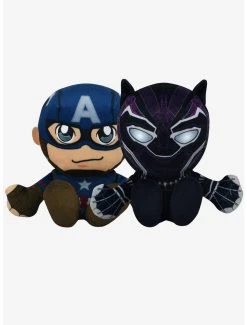 Boxlunch Marvel Black Panther & Captain America Kuricha Sitting Plush Bundle