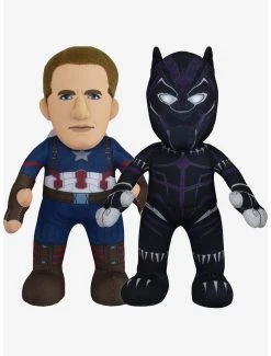 Boxlunch Marvel Captain America And Black Panther Bleacher Creatures Plush Bundle