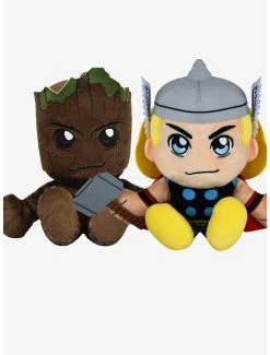 Boxlunch Marvel Guardians Of The Galaxy Groot & Thor Bleacher Creatures Plush Bundle