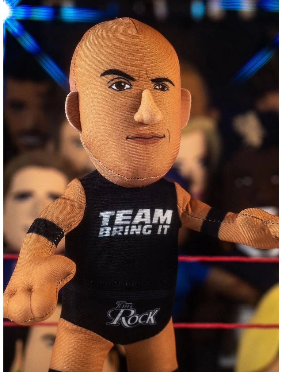 Boxlunch WWE Legend "The Rock" Bundle: "Team Bring It" Rock & Old School Rock Bleacher Creatures Plush Bundle - Image 5